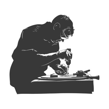 recommend clip art: silhouette goldsmith in action full body black color only