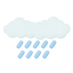 Cloudy heavy rain with rainbow 3d render weather icons set