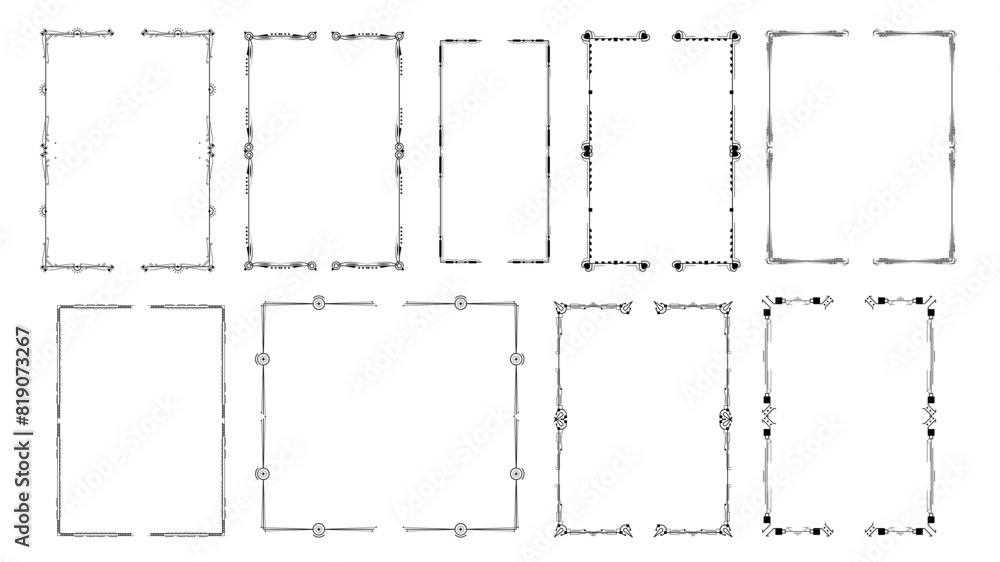 Poster set black simple line collection different doodle brackets, parentheses, braces elements vector desi