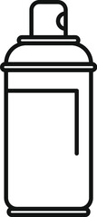 Minimalist black and white spray can outline icon in vector illustration design, perfect for branding, logos, and packaging. Easy to use for web and app designs