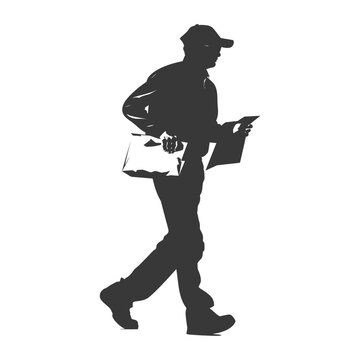 recommend clip art: silhouette Mailman in action full body black color only