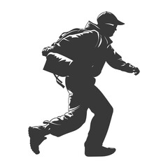 Obraz premium silhouette Mailman in action full body black color only