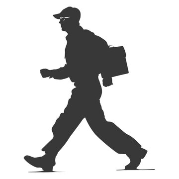 recommend clip art: silhouette Mailman in action full body black color only