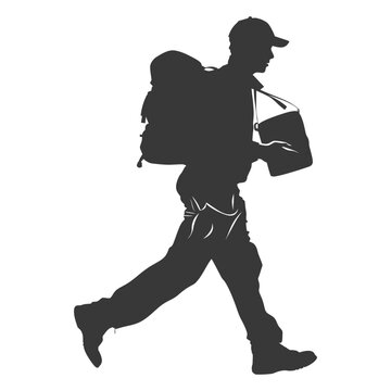 recommend clip art: silhouette Mailman in action full body black color only