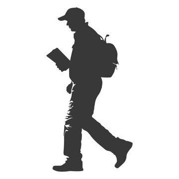 recommend clip art: silhouette Mailman in action full body black color only