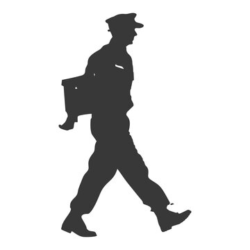 recommend clip art: silhouette Mailman in action full body black color only