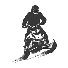silhouette man riding snowmobile black color only