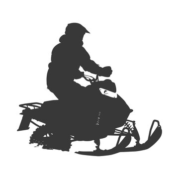 recommend clip art: silhouette man riding snowmobile black color only