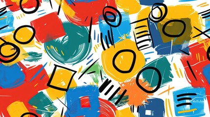 Obraz premium marker painting seamless pattern abstract background in colorful bright vivid tone, freedom fun liberal concept, doodle pattern grungy artistic design, Generative Ai