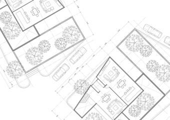 Fototapeta premium Write a blueprint architecture for building.