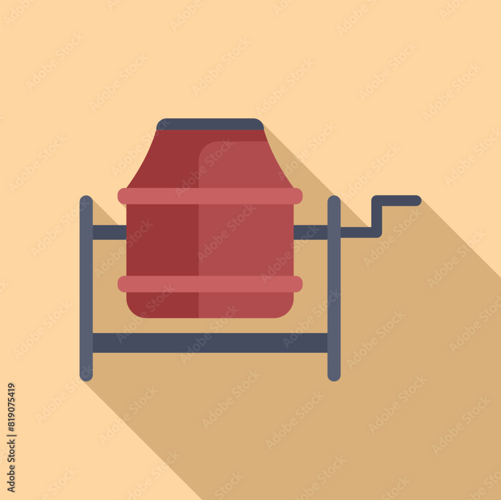Poster stylized image of a red spinning wheel in flat design with a long shadow