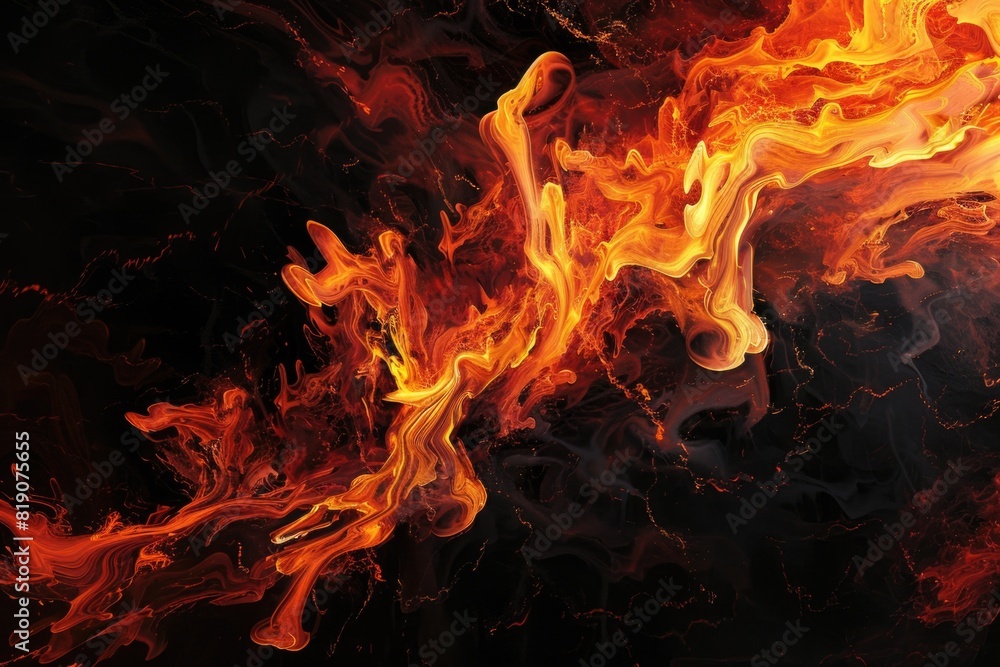 Aufkleber A close-up of a fire with a black background. Ideal for adding warmth and intensity to any design