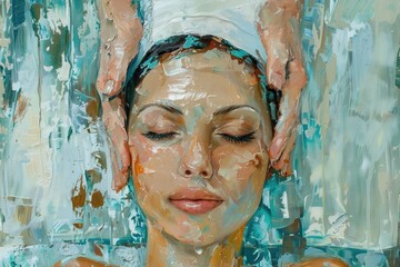 A woman getting a bath, suitable for spa or relaxation concept