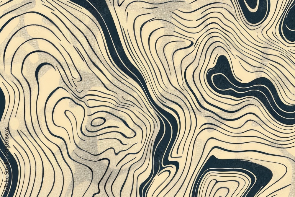 Poster A simple black and white abstract background with a wavy design, suitable for various design projects
