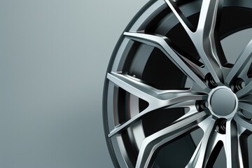 Detailed view of a car wheel, suitable for automotive industry concepts