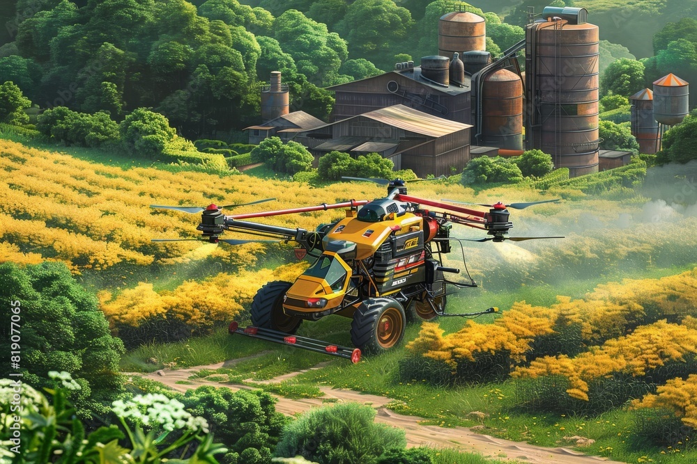 Poster efficient drone sensoric technology in agricultural innovations for green precision farming using ad