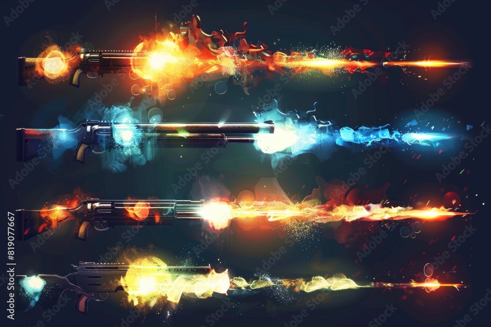Aufkleber a collection of different types of weapons. suitable for illustrating weapon diversity