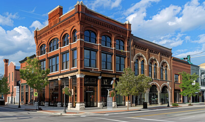 Fototapeta premium Transformations of historic buildings for the needs of modern companies, emphasizing how the unique character of these structures is preserved while adapting them to modern needs.