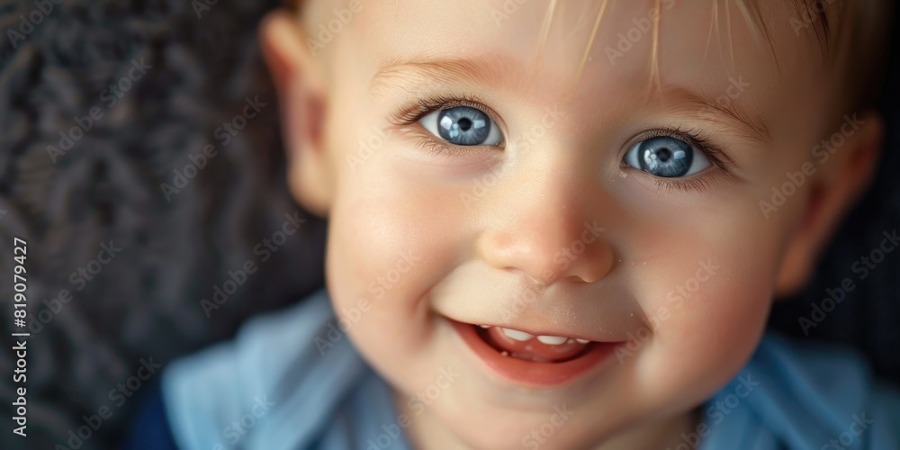 Poster close up shot of a child with striking blue eyes. suitable for various projects