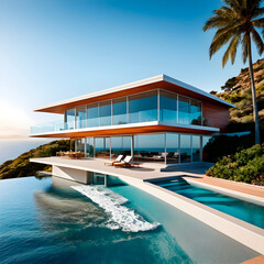 Fototapeta premium hotel swimming pool generative IA 