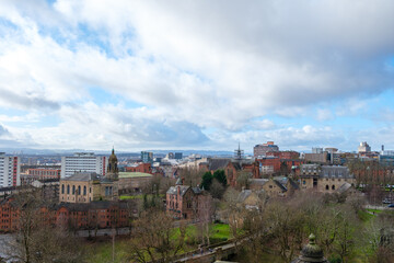 Glasgow Scotland: 12th Feb 2024: Glasgow city skyline panorama