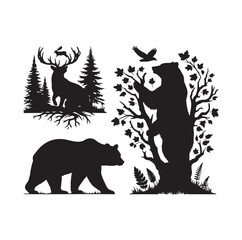 bear silhouette isolated on the white background vector illustration