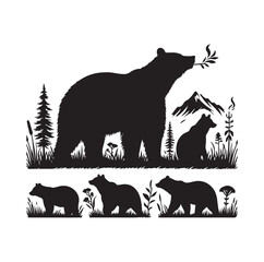 bear silhouette isolated on the white background vector illustration
