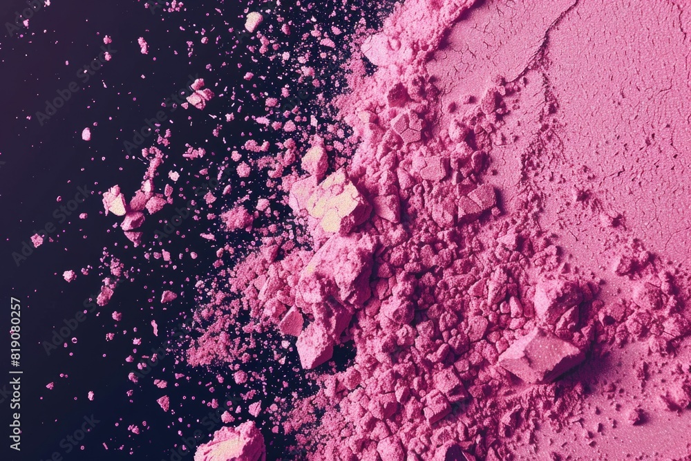 Poster close up of pink powder on black surface, versatile image for various projects