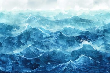 Fototapeta premium A serene painting of a large body of water. Suitable for various design projects