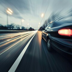 Obraz premium Fast moving car on highway.