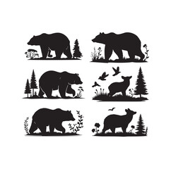 bear silhouette isolated on the white background vector illustration