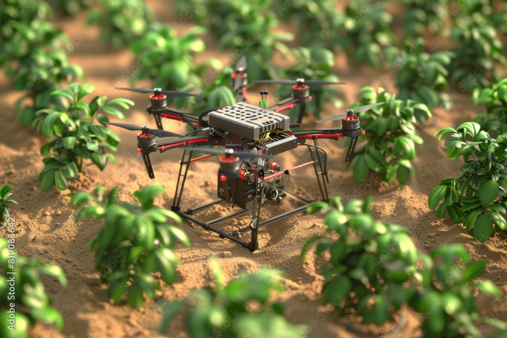 Poster view connected drone application for meticulously organized farm in aerial 5g drone monitoring with 
