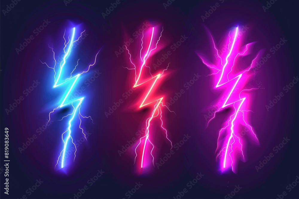 Aufkleber A set of four different colored lightning effects. Perfect for adding excitement to your designs