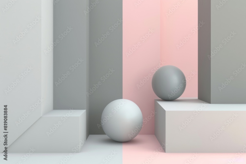 Aufkleber A simple composition of a white ball on top of a white cube. Suitable for various design projects