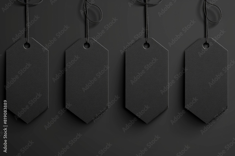 Poster Three tags hanging from a string, suitable for various design projects