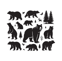 bear silhouette isolated on the white background vector illustration