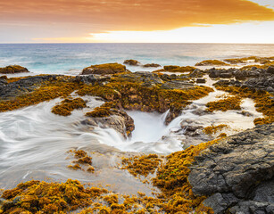 Cliffside Drains on OTEC  Beach, Hawaii Island, Hawaii, USA