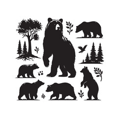 bear silhouette isolated on the white background vector illustration