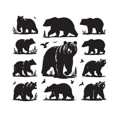 bear silhouette isolated on the white background vector illustration