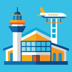 Airport icon, building and architecture, terminal and airplane vector icon, vector
