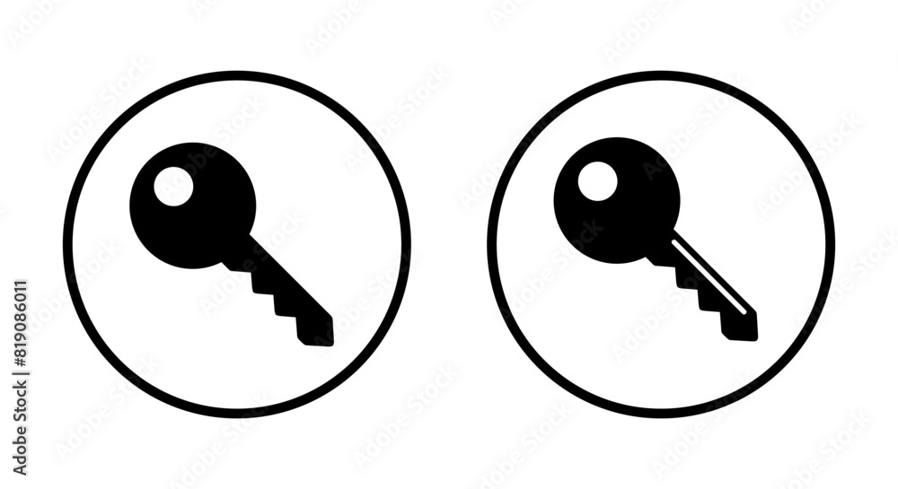 Poster key icon on circle line. access keys concept
