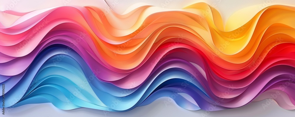Leinwandbilder abstract background with colorful wavy paper cut shapes, colorful gradient background with multicolo