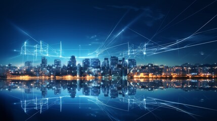 Urban high power poles connected to smart grid, energy supply, power distribution, power transmission, power transmission, high voltage supply, technology, community, city