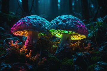 Fototapeta premium Neon mushrooms