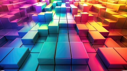 A background of 3D cubes in various colors