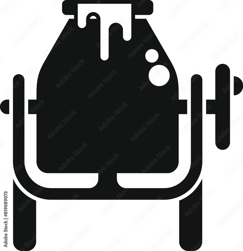 Aufkleber vector illustration of a flat black icon depicting a laboratory flask on a stand, suitable for scien