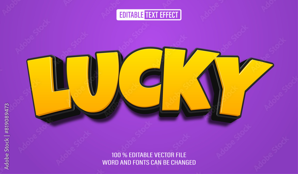 Aufkleber editable 3d text style effect - lucky text effect template