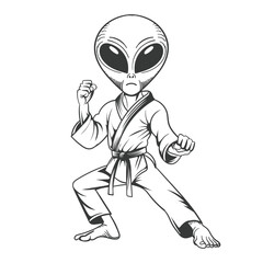 Alien karate fighter hand drawing vector design © awladrn5