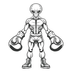 Boxer Alien hand drawing vector design.