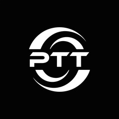 PTT logo. P T T design. White PTT letter. PTT, P T T letter logo design. P T T letter logo design in FIVE, FOUR, THREE, style. letter logo set in one artboard. P T T letter logo vector design.